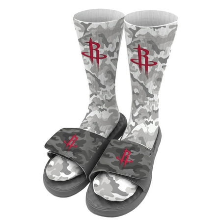 Men s ISlide Gray Houston Rockets Camo Sock & Slide Bundle