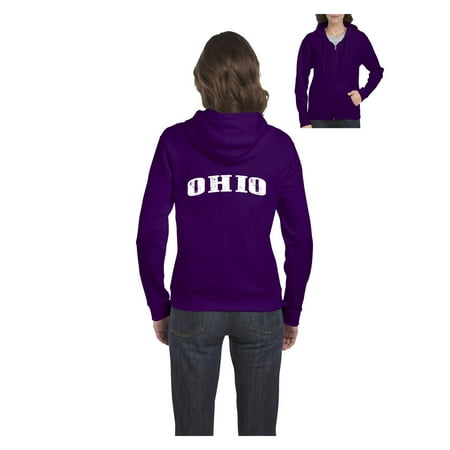 Ohio State Flag Women Full-Zip Hooded Sweatshirt