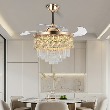 AFANQI 42 Luxury Crystal Ceiling Fan with Light Invisible Fandelier Remote Chandelier with Fan 3 Color 3 Speed LED Pendant Light for Living Room Bedroom Gold Finish Metal
AFANQI 42 Luxury Crystal Ceiling Fan with Light Invisible Fandelier Remote Chandelier with Fan 3 Color 3 Speed LED Pendant Light for Living Room Bedroom Gold Finish Metal
