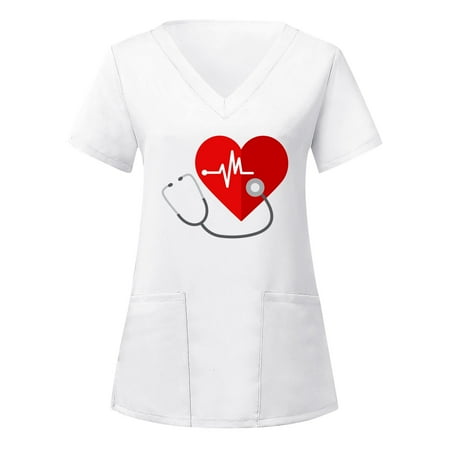 Xutthjh Women Scrubs Tops Short Sleeve V-Neck Heart Printed Top Working Uniform Nurses Clothing Casual Workwear T-Shirts
Xutthjh Women Scrubs Tops Short Sleeve V-Neck Heart Printed Top Working Uniform Nurses Clothing Casual Workwear T-Shirts