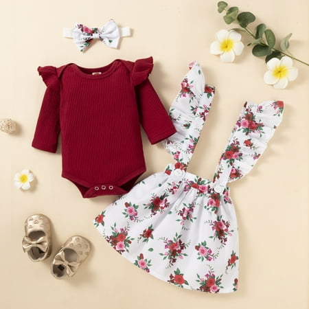 ZOELNIC Newborn Infant Baby Girls Clothes Outfits Ruffle Long Sleeve Romper+ Floral Suspender Skirt+ Headband Clothing Set Wine 6-12 Months
ZOELNIC Newborn Infant Baby Girls Clothes Outfits Ruffle Long Sleeve Romper+ Floral Suspender Skirt+ Headband Clothing Set Wine 6-12 Months