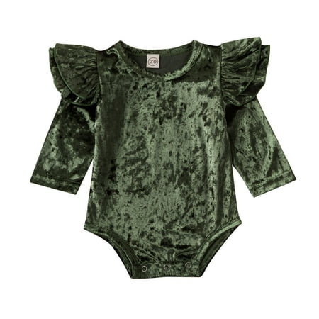 Sunisery Baby Girl Velvet Romper Newborn Long Sleeve Ruffle Bodysuit Solid Pink Ruffle Romper One-Piece Outfits
Sunisery Baby Girl Velvet Romper Newborn Long Sleeve Ruffle Bodysuit Solid Pink Ruffle Romper One-Piece Outfits