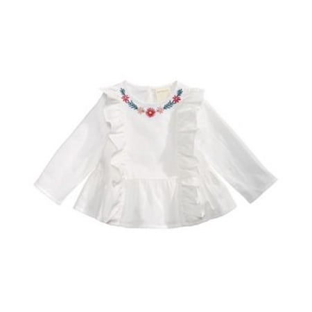 First Impressions Baby Girls Cotton Embroidered Ruffle-Trim Top Size 3-6 Months