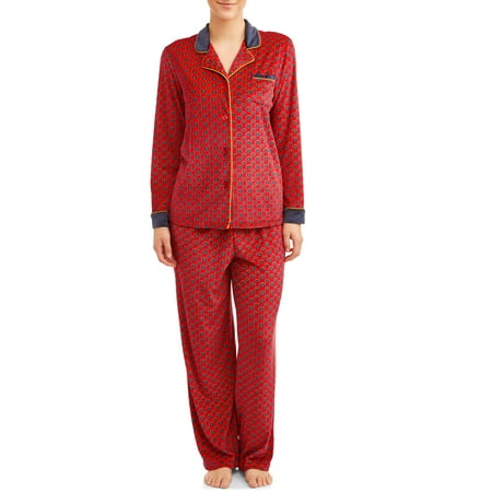 Secret Treasures Women's and Women's Plus 2-Piece Traditional Long Sleeve Notch Collar Sleep Set