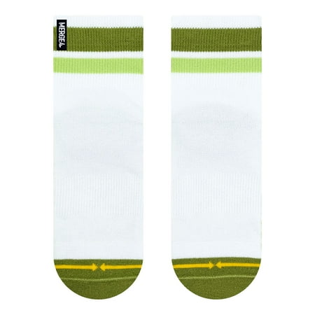 Organic Cotton White/Olive Quarter Crew Socks