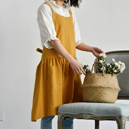 Cogfs Plus Size Women Cotton Linen Cross Back Apron Housework Dress Oversized Yellow
Cogfs Plus Size Women Cotton Linen Cross Back Apron Housework Dress Oversized Yellow