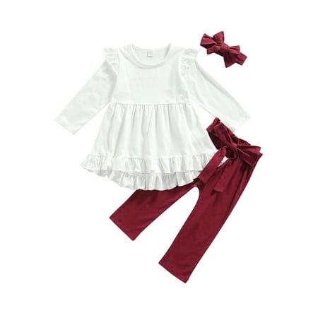 Toddler Baby Girl Clothes Set Long Sleeve Ruffle Tunic Dress Top Pants Leggings with Headband 3Pcs Outfits
Toddler Baby Girl Clothes Set Long Sleeve Ruffle Tunic Dress Top Pants Leggings with Headband 3Pcs Outfits