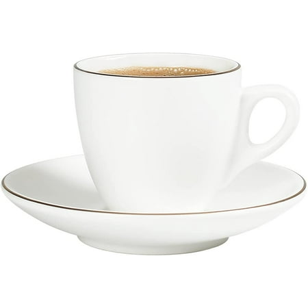 PIKADINGNIS White Porcelain Cup & Saucer Set 3 Oz Espresso Cup Tea Cup