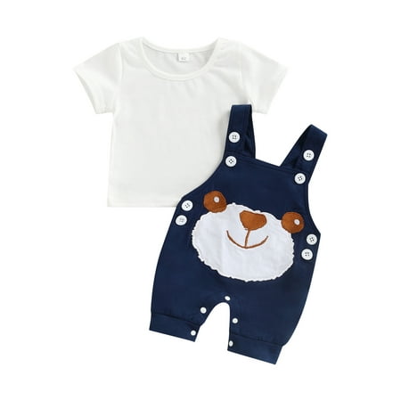 Nokpsedcb 2Pcs Toddler Baby Girls Summer Clothes Short Sleeve Round Neck T-shirt + Cartoon Bear Print Suspender Pants White 6-9 Months
Nokpsedcb 2Pcs Toddler Baby Girls Summer Clothes Short Sleeve Round Neck T-shirt + Cartoon Bear Print Suspender Pants White 6-9 Months