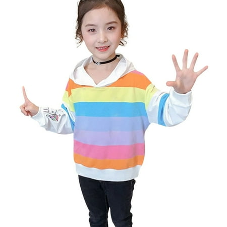 BULLPIANO Toddler Girls Casual Hoodies Sweatshirts Kids Rainbow Striped Hooded Jackets Pullover Tops 2-8Y
BULLPIANO Toddler Girls Casual Hoodies Sweatshirts Kids Rainbow Striped Hooded Jackets Pullover Tops 2-8Y