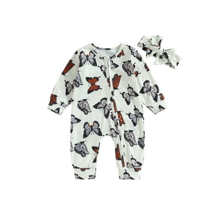 Wassery Infant Baby Girls Clothes Long Sleeve Crew Neck Romper Butterfly Print Zipper Footies Jumpsuits and Headband Casual Fall Outfit 0-24M
Wassery Infant Baby Girls Clothes Long Sleeve Crew Neck Romper Butterfly Print Zipper Footies Jumpsuits and Headband Casual Fall Outfit 0-24M