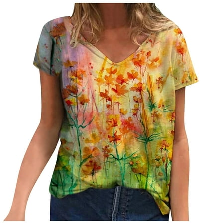 Corset Tops for Women Fashion Woman Causal V-Neck Printing Blouse Short Sleeve T-Shirt Summer Tops Tshirts Shirts for Women Yellow M
Corset Tops for Women Fashion Woman Causal V-Neck Printing Blouse Short Sleeve T-Shirt Summer Tops Tshirts Shirts for Women Yellow M
