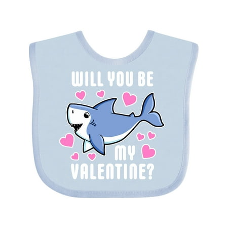 Inktastic Will you be my Valentine with Cute Shark and Hearts Gift Baby Boy or Baby Girl Bib