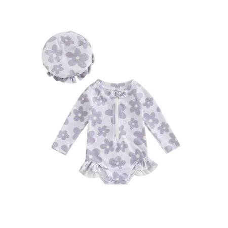 Toddler Baby Girl 2 Piece Swim Suit Round Neck Flower Print Zip Front Long Sleeve Swimsuit + 3D Bow Swim Cap Bathing Suit
Toddler Baby Girl 2 Piece Swim Suit Round Neck Flower Print Zip Front Long Sleeve Swimsuit + 3D Bow Swim Cap Bathing Suit