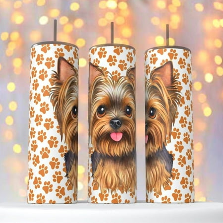 Adorable Yorkie Dog Puppy and Paw Prints on a 20 oz insulated tumbler coffee cup hot cold beverages
Adorable Yorkie Dog Puppy and Paw Prints on a 20 oz insulated tumbler coffee cup hot cold beverages