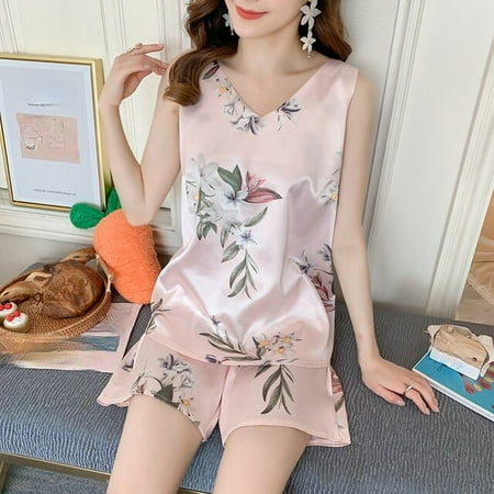 DanceeMangoo New Pajamas for Women Summer Sexy Print Short Sleeve Silk V-neck 3XL Sleepwear Set Lonxu Silk Pajamas Set Vest Girl Pyjamas Set
DanceeMangoo New Pajamas for Women Summer Sexy Print Short Sleeve Silk V-neck 3XL Sleepwear Set Lonxu Silk Pajamas Set Vest Girl Pyjamas Set