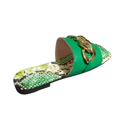 TUOBARR Beach Slippers for Women Women s Casual Fashion Slippers Leopard Print Chain Decoration Flat Beach Slippers Green
TUOBARR Beach Slippers for Women Women s Casual Fashion Slippers Leopard Print Chain Decoration Flat Beach Slippers Green