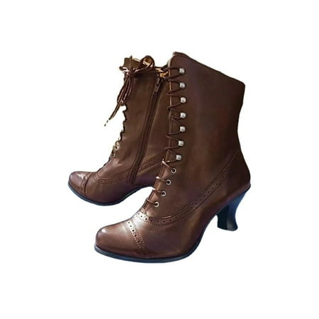 SIMANLAN Women Fashion Ankle Shoes Comfort Mid Top Block Heels Booties Work Non Slip Heel Brown 4.5
SIMANLAN Women Fashion Ankle Shoes Comfort Mid Top Block Heels Booties Work Non Slip Heel Brown 4.5