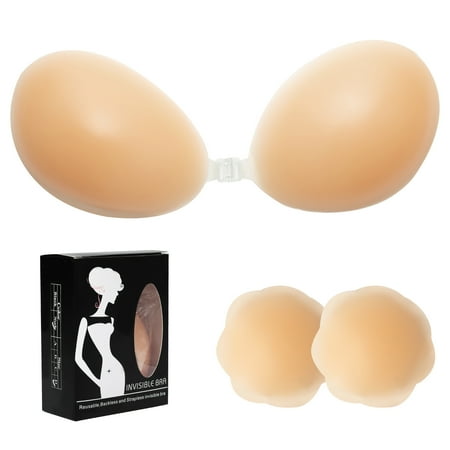 SAYFUT Women s Strapless Push Up Invisible Sticky Bra Silicone Reusable Self Adhesive Backless Bra with Flower Nipple Cover for Dress Halter Upgrade styleCoffee/ Beige
SAYFUT Women s Strapless Push Up Invisible Sticky Bra Silicone Reusable Self Adhesive Backless Bra with Flower Nipple Cover for Dress Halter Upgrade styleCoffee/ Beige