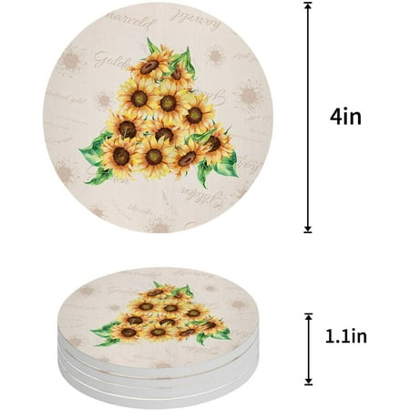 ZHANZZK Watercolor Sunflower Vintage Set of 6 Round Coaster for Drinks Absorbent Ceramic Stone Coasters Cup Mat with Cork Base for Home Kitchen Room Coffee Table Bar Decor
ZHANZZK Watercolor Sunflower Vintage Set of 6 Round Coaster for Drinks Absorbent Ceramic Stone Coasters Cup Mat with Cork Base for Home Kitchen Room Coffee Table Bar Decor