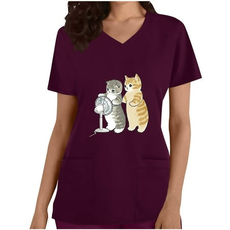Pejock Women s Pocket Scrub Top Cute Cat Print Short Sleeve V-Neck Wrap Scrubs Soft Stretch Nursing Workwear Blouse Shirt Wine A M (US Size:6)
Pejock Women s Pocket Scrub Top Cute Cat Print Short Sleeve V-Neck Wrap Scrubs Soft Stretch Nursing Workwear Blouse Shirt Wine A M (US Size:6)