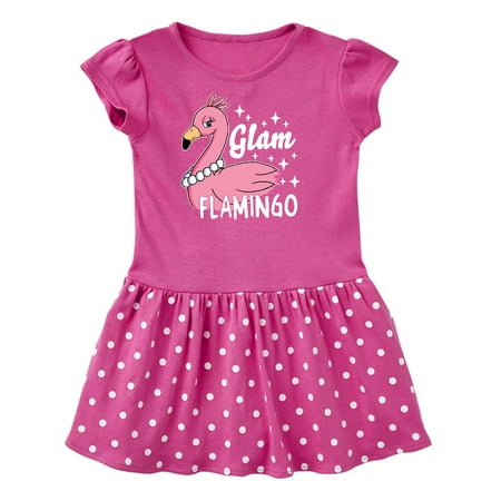 Inktastic Glam Pink Flamingo with Pearls Gift Toddler Girl Dress