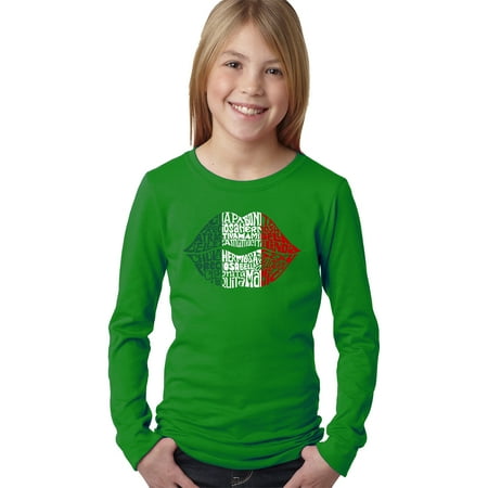 Girl s Word Art Long Sleeve - Latina Lips