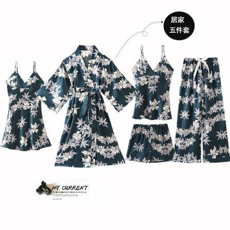 PIKADINGNIS 5PCS Robe&gown Set Women Lace Trim Satin Sleepwear Pyjamas Summer Bridal Wedding Nightwear Casual Home Wear Kimono Best Friend
PIKADINGNIS 5PCS Robe&gown Set Women Lace Trim Satin Sleepwear Pyjamas Summer Bridal Wedding Nightwear Casual Home Wear Kimono Best Friend