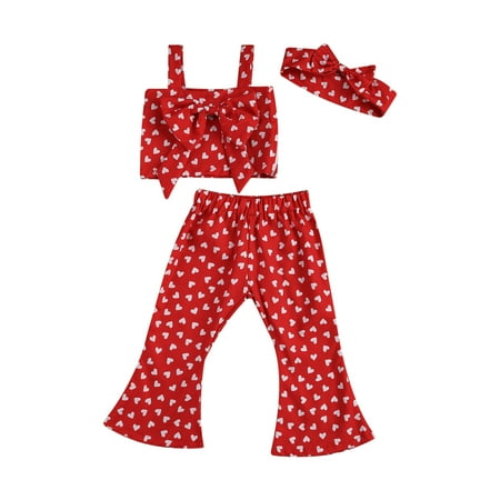 Puloru 3P Baby Summer Outfits Heart Printed Vest + Bell-Bottom Pants + Hairband 
Puloru 3P Baby Summer Outfits Heart Printed Vest + Bell-Bottom Pants + Hairband