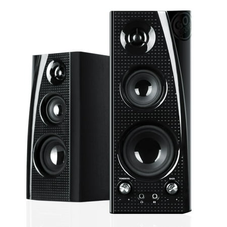 GOgroove BlueSYNC SLK Wireless Bluetooth Home Audio Stereo Speaker System (Pair) with Powerful Bass & Wall Mounting Brackets for Smartphones, Tablets, Desktop Computers, Laptops & More!