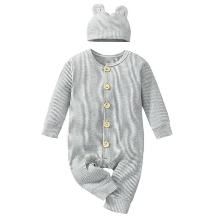 Canrulo 2PCS Newborn Infant Baby Boy Girl Solid Color O-Neck Long Sleeve Button Jumpsuit Gray 6-12 Months
Canrulo 2PCS Newborn Infant Baby Boy Girl Solid Color O-Neck Long Sleeve Button Jumpsuit Gray 6-12 Months