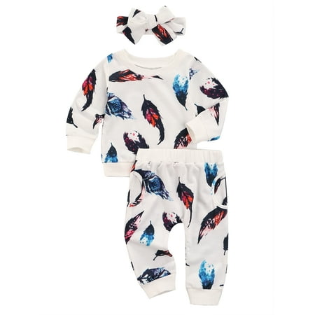 Canrulo Newborn Infant Baby Girls Clothes Feather Print Long Sleeve Sweatshirt Tops Pants Autumn Spring Outfits White 12-18 Months
Canrulo Newborn Infant Baby Girls Clothes Feather Print Long Sleeve Sweatshirt Tops Pants Autumn Spring Outfits White 12-18 Months