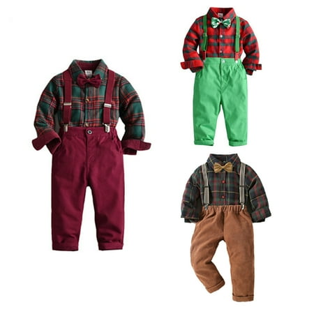 Christmas Toddler Infant Boys Gentleman Warm Outfits Suits Plaid Bowtie Long Sleeve Shirts Tops + Solid Color Pants Kids Set
Christmas Toddler Infant Boys Gentleman Warm Outfits Suits Plaid Bowtie Long Sleeve Shirts Tops + Solid Color Pants Kids Set