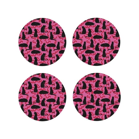 Coasters Set of 4 - Glamorous Cartoon Cat Black Drink Coasters for Tabletop Protection Leather Coasters for Living Room Decor and Housewarming Gift Round Shape
Coasters Set of 4 - Glamorous Cartoon Cat Black Drink Coasters for Tabletop Protection Leather Coasters for Living Room Decor and Housewarming Gift Round Shape