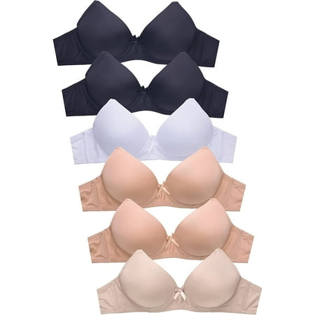 Womens 6 Pack of Everyday No Wire Full Cup Bra 4320PN1 38C