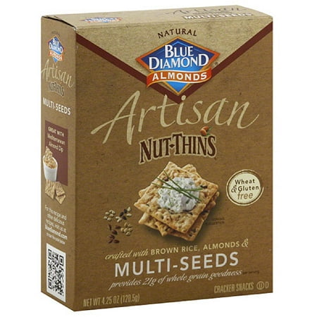 Blue Diamond Almonds Artisan Nut-Thins Multi-Seeds Cracker Snacks, 4.25 oz, (Pack of 12)