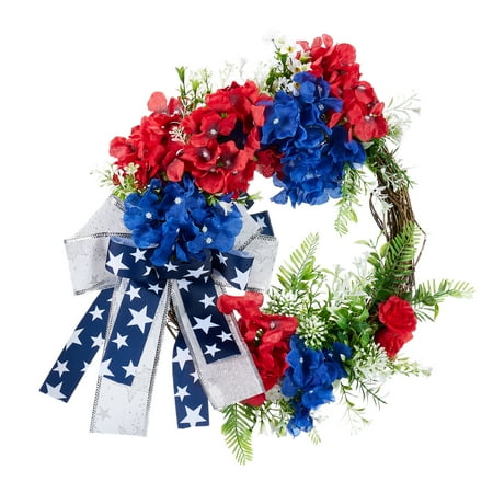 Independence Day Wreath Stripe Stars Printed Bowknot Ribbon Garland