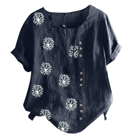 Simplmasygenix Women Tops Summer Clearance Women s Summer Casual Round Neck Short Sleeve Flower Printing Loose Shirt Tops
Simplmasygenix Women Tops Summer Clearance Women s Summer Casual Round Neck Short Sleeve Flower Printing Loose Shirt Tops