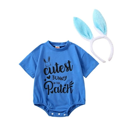 wybzd Toddler Baby Boy Girl Easter Romper Outfits Short Sleeve Letter Printed Jumpsuit with Bunny Ears Headband Set
wybzd Toddler Baby Boy Girl Easter Romper Outfits Short Sleeve Letter Printed Jumpsuit with Bunny Ears Headband Set
