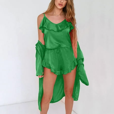 XIAOFFENN Pajama Set Women s Summer Solid Three Piece Sleepwear Set Ice Silk Lightweight Casual Homewear Set Small Green
XIAOFFENN Pajama Set Women s Summer Solid Three Piece Sleepwear Set Ice Silk Lightweight Casual Homewear Set Small Green