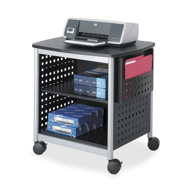 Safco, SAF1856BL, Scoot Desk Side Hole Pattern Printer Stand, 1 / Each, Black,Silver