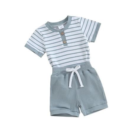 Suealasg Baby Girl Boy 2 Piece Summer Outfits Infant Striped Short Sleeve Romper and Elastic Shorts Set Newborn Clothes
Suealasg Baby Girl Boy 2 Piece Summer Outfits Infant Striped Short Sleeve Romper and Elastic Shorts Set Newborn Clothes
