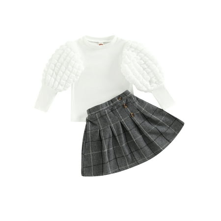 wybzd 2PCS Baby Girls Bubble Grid Long Puff Sleeve Shirt Tops+Plaid A-line Pleated Skirts Outfits Sets White 2-3 Years
wybzd 2PCS Baby Girls Bubble Grid Long Puff Sleeve Shirt Tops+Plaid A-line Pleated Skirts Outfits Sets White 2-3 Years