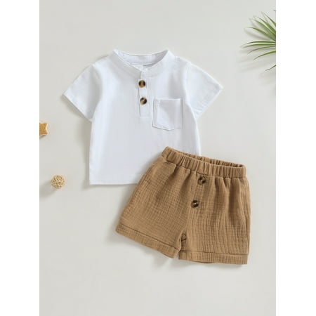 Binpure Infant Summer Shorts Set Short Sleeve Stand Collar T-shirt with Elastic Waist Shorts Outfit
Binpure Infant Summer Shorts Set Short Sleeve Stand Collar T-shirt with Elastic Waist Shorts Outfit