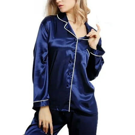 Womens Silk Satin Pajamas Set Two-Piece Pj Sets Button-Down Long Sleeve Sleepwear Loungewear Nightwear
Womens Silk Satin Pajamas Set Two-Piece Pj Sets Button-Down Long Sleeve Sleepwear Loungewear Nightwear