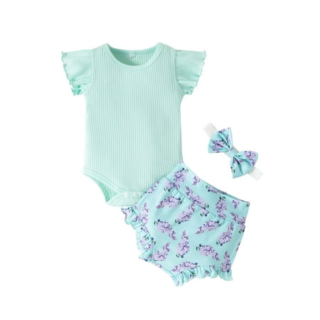 One opening Casual 3 Pcs Outfits Newborn Baby Girl Ribbed Solid Color Short Sleeve Round Neck Bodysuit + Floral Shorts + Bow Headband
One opening Casual 3 Pcs Outfits Newborn Baby Girl Ribbed Solid Color Short Sleeve Round Neck Bodysuit + Floral Shorts + Bow Headband