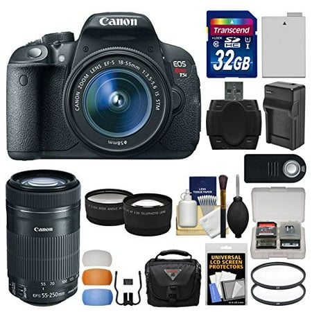 Canon EOS Rebel T5i Digital SLR Camera & EF-S 18-55mm IS & 55-250mm IS STM Lens with 32GB Card + Case + Battery\/Charger + Tele\/Wide Lenses Kit Canon EOS Rebel T5i Digital SLR Camera & EF-S 18-55mm IS & 55-250mm IS STM Lens with 32GB Card + Case + Battery\/Charger + Tele\/Wide Lenses Kit
