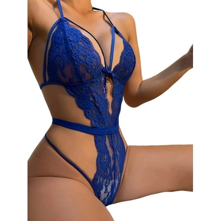 Glonme Ladies Bodysuit Lace Babydoll Deep V Bow Lingerie Floral Women Backless Spaghetti Straps Sexy Halter Blue 2XL
Glonme Ladies Bodysuit Lace Babydoll Deep V Bow Lingerie Floral Women Backless Spaghetti Straps Sexy Halter Blue 2XL