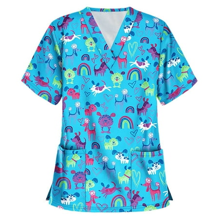 TMOYZQ Winter Savings 2022! Womens Plus Size Scrub Tops Christmas Classic Fit Working Uniforms Short Sleeve V Neck Medical Workwear Cartoon Print Pockets Professional Nursing Blouse 
TMOYZQ Winter Savings 2022! Womens Plus Size Scrub Tops Christmas Classic Fit Working Uniforms Short Sleeve V Neck Medical Workwear Cartoon Print Pockets Professional Nursing Blouse