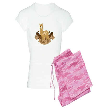 CafePress - Crazy Alpaca Lady Pajamas - Women s Light Pajamas